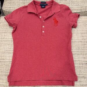 Ralph Lauren Women’s Skinny Fit Polo Shirt in Deep Red Sz M